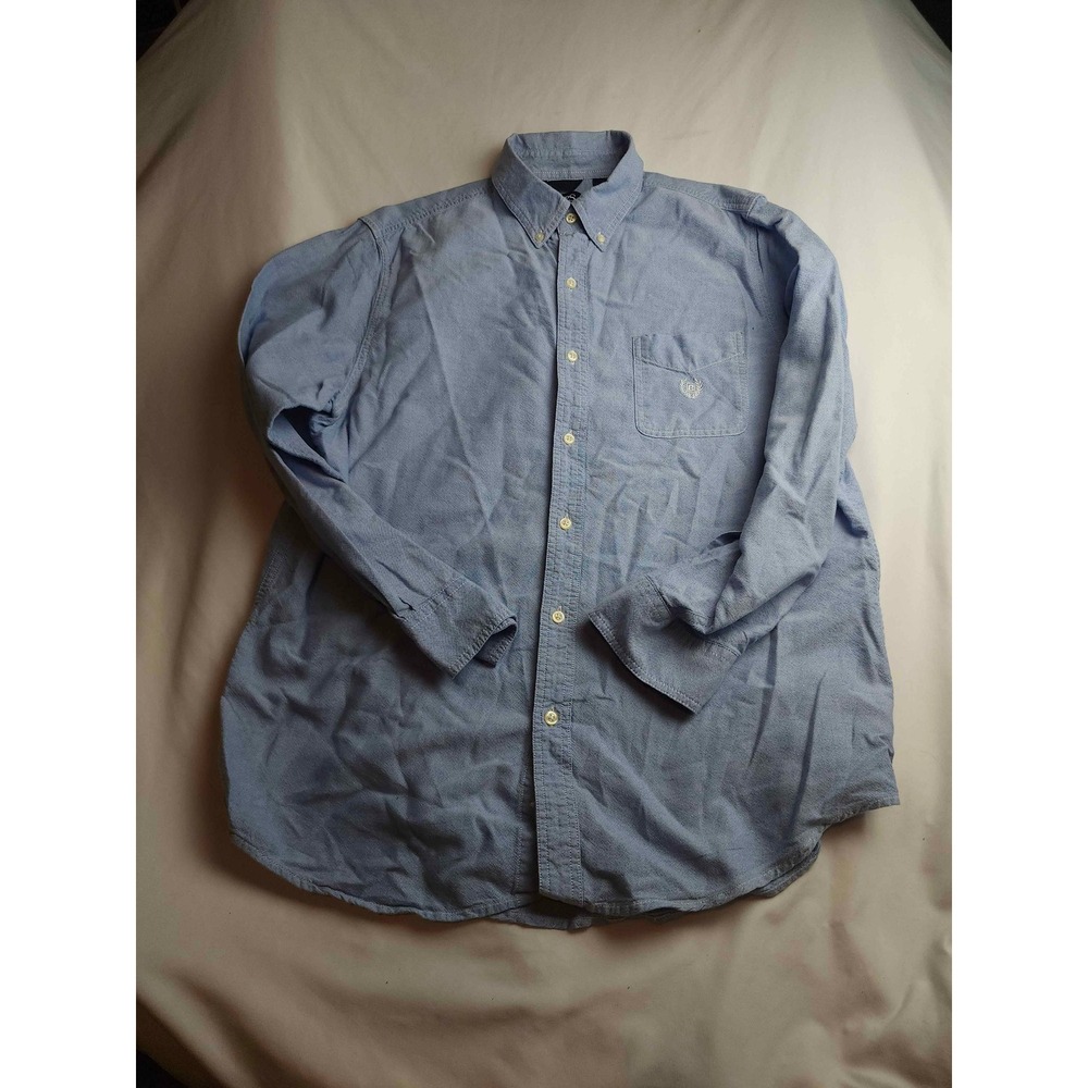 Chaps Mens Light Blue Cotton Oxford Long Sleeve Button Down Shirt Large
